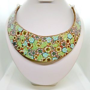 Floral Bib Statement necklace, Collar, Handmade